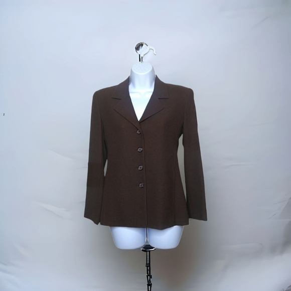 Burberry Jackets & Blazers - BURBERRY Vintage Brown Textured Wool Blazer 2P